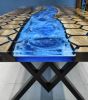 Custom Order Hexagon Honeycomb Ocean River Epoxy Resin | Dining Table in Tables by LuxuryEpoxyFurniture. Item composed of wood & synthetic