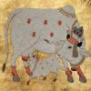 Surabhi Cow & Calf, The Goddess of Abundance. Handmade Bejew | Embroidery in Wall Hangings by MagicSimSim