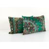 Pair Green Velvet Pillow Cover, Set of Two Floral Lumbar Cus | Sham in Linens & Bedding by Vintage Pillows Store. Item made of cotton & fiber