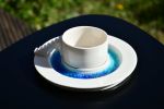 CASTLE COFFEE SET (blue glass moat) | Cup in Drinkware by 4AM Product Design. Item made of ceramic with glass works with mid century modern & art deco style
