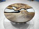 Custom 40" Diameter, Round Walnut Wood, Clear Epoxy Dining | Dining Table in Tables by LuxuryEpoxyFurniture. Item made of wood & synthetic