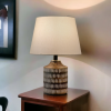 Naybu Straight Table Lamp | Lamps by Home Blitz. Item made of wood & cotton compatible with boho style