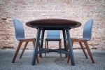 Round Walnut Mid-Century Modern Table | Dining Table in Tables by Hazel Oak Farms. Item made of oak wood with steel works with minimalism & country & farmhouse style