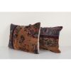 Set of Two Blue Lumbar Pillow Cover, Ethnic Vintage Handmade | Sham in Linens & Bedding by Vintage Pillows Store. Item composed of cotton and fiber