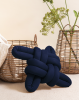 Indigo Blue Vegan Suede Knot Pillow | Pillows by Knots Studio. Item composed of fabric and synthetic