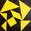 Golden Fracture - Framed Original Collage - Geometric Minimalist | Paintings by Eman's Gallery