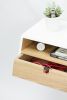 White Floating Nightstand Bedside Table Drawer | Tables by Manuel Barrera Habitables. Item made of oak wood