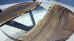 Custom 44" Diameter, Round Walnut Wood, Clear Epoxy Dining | Dining Table in Tables by LuxuryEpoxyFurniture. Item made of wood & synthetic