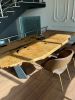 Conference Wood Table Live Edge Chestnut Table | Dining Table in Tables by Tinella Collection. Item made of wood works with contemporary & coastal style