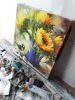 Sunflowers original painting in oil on canvas, Modern wall | Oil And Acrylic Painting in Paintings by Natart. Item made of canvas with synthetic works with contemporary style