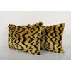 Gold Tiger Ikat Velvet Pillow, Set of Two Bengal Motifs Silk | Sham in Linens & Bedding by Vintage Pillows Store. Item made of fabric