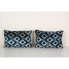 Blue Silk Ikat Velvet Pillow Cover - Set of Two Uzbek Lumbar | Sham in Linens & Bedding by Vintage Pillows Store. Item composed of cotton
