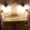 Calacatta Gold Marble Bathroom Sink with Backsplash - 36" | Water Fixtures by AYMARBLEDESIGN LLC