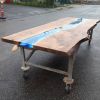 Custom Deep Blue Ocean Epoxy Table | Dining Table in Tables by Ironscustomwood. Item composed of walnut and metal