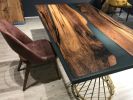 Custom Epoxy Table - Resin Dining Table - Blue Epoxy Table | Tables by Tinella Wood. Item composed of oak wood and synthetic in contemporary or art deco style