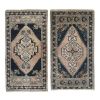 Soft Color Pair of Small Turkish Rug Floor Mats, Traditional | Area Rug in Rugs by Vintage Pillows Store. Item composed of cotton and fiber