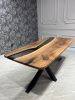 Black Transparent Epoxy Resin Table, Epoxy Dining Table | Tables by Tinella Wood. Item made of oak wood with steel works with contemporary & art deco style