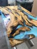 Turquoise Epoxy Table - Custom Resin Dining Table | Tables by Tinella Collection. Item made of wood with synthetic
