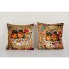Set of Two Bohemian Floral Velvet Matching Pillow Case, Pair | Sham in Linens & Bedding by Vintage Pillows Store. Item composed of cotton