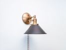 Plug in Reading Sconce, Adjustable Wall Light, Matte Black | Sconces by Retro Steam Works. Item made of fabric & brass compatible with mid century modern and industrial style