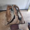Epoxy Coffee Table with Clear Resin River | Tables by Ironscustomwood. Item made of walnut with metal