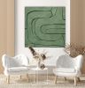 Wabi sabi wall sculpture 3d textured art green minimalist | Oil And Acrylic Painting in Paintings by Berez Art. Item made of canvas compatible with minimalism and mid century modern style