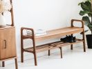 Entryway bench, Mid century shoe storage, Wood bench | Benches & Ottomans by Plywood Project. Item made of oak wood works with minimalism & mid century modern style