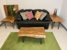 Live Edge English Elm Coffee Table with Steel Hairpin Legs | Tables by Carlberg Design. Item composed of wood and steel in minimalism or country & farmhouse style