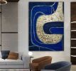 Gold 3d textured painting ultramarine blue canvas painting | Oil And Acrylic Painting in Paintings by Berez Art. Item composed of canvas in art deco or modern style