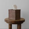 Cappuccino Brown Leather Single Tissue Box Cover | Toiletry in Storage by Vantage Design