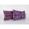 Silk Ikat Velvet Pillow Cover - Set of Two Ikat Pink and Blu | Cushion in Pillows by Vintage Pillows Store