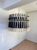 Black and White Modern Macrame Chandelier | Handmade Boho Pendant Light | Fringe Ceiling Lamp | Macrame Wall Hanging in Wall Hangings by RavaTapestryArt