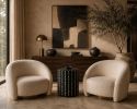 Handmade Black Bone Inlay Side Table, Brass Dot Art Deco Drum End Table | Tables by IKKAZA