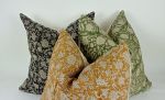 green block print pillow, green floral pillow, green block | Pillows by velvet + linen