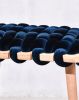 Midnight Blue Velvet Woven Stool | Chairs by Knots Studio. Item composed of wood and fabric