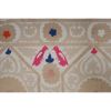 1960s Bird Motfis Pink Suzani Table Runner, Vintage C.Asian | Linens & Bedding by Vintage Pillows Store. Item composed of cotton