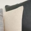 Cream Wool with Charcoal Flecking & Navy Leather Welt 14x18 | Pillow in Pillows by Vantage Design