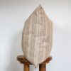 Tan "Jute" Stripes with Dark Chocolate Leather Cross Pillow 20x20 | Pillows by Vantage Design