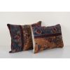 Set of Two Blue Lumbar Pillow Cover, Ethnic Vintage Handmade | Sham in Linens & Bedding by Vintage Pillows Store. Item composed of cotton and fiber