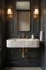 Floating Calacatta Gold Marble Sink | Custom Wall Mounted Vanity | Water Fixtures by Vero Marble