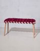 Purple Velvet Woven Bench | Benches & Ottomans by Knots Studio. Item made of wood with fabric
