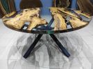 Custom Round Coffee Table, Clear Epoxy Resin Table, Edge | Dining Table in Tables by LuxuryEpoxyFurniture. Item made of wood with synthetic