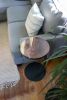 Live-edge Walnut round industrial side table | Tables by Hazel Oak Farms. Item made of walnut with steel