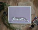 Grey Tuxedo Cat Stretching Art Print, Playful Colorful Wall Art | Prints by The Ugly Cat Studio