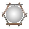 Walnut and Brushed Metal Floating Hexagon Mirror | Decorative Objects by Sand & Iron