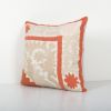 Unique Beige Suzani Pillow Cover, Tribal Couch Pillow, 1960s | Cushion in Pillows by Vintage Pillows Store
