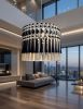 Large Black and White Macrame Chandelier - Modern Home Decor | Macrame Wall Hanging in Wall Hangings by RavaTapestryArt