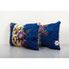 Velvet Floral Pillow Cover, Set of Two Ethnic Rectangular | Sham in Linens & Bedding by Vintage Pillows Store. Item made of cotton with fiber