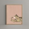 Striped Tabby Cat Art Print, Nursery Wall Art, Giclée Fine Paper | Prints in Paintings by The Ugly Cat Studio