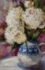 Peony oil painting original, White flowers in art painting | Oil And Acrylic Painting in Paintings by Natart. Item made of canvas & synthetic compatible with contemporary style
